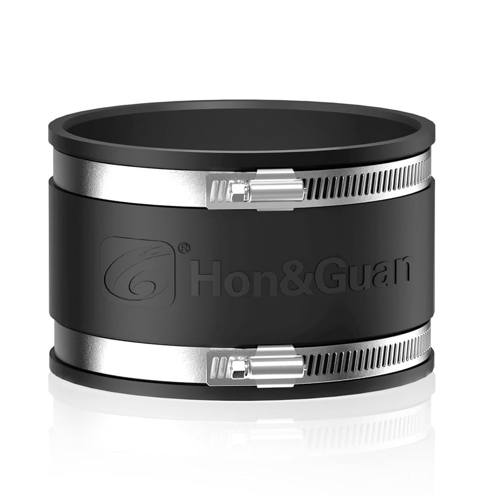 Hon&Guan 4 먼지 수집 피팅 고무 소음 감소 클램프, 4인치 PVC 파이프/HVAC 인라인 덕트 팬 및 탄소 필터/덕트 감속기. 4 INCH - 상품 이미지