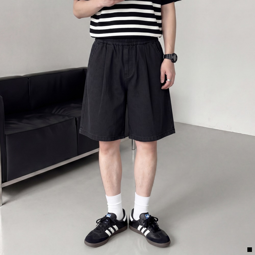 핀턱 버뮤다 리오셀 밴딩 데님 반바지 3color - 상품 이미지