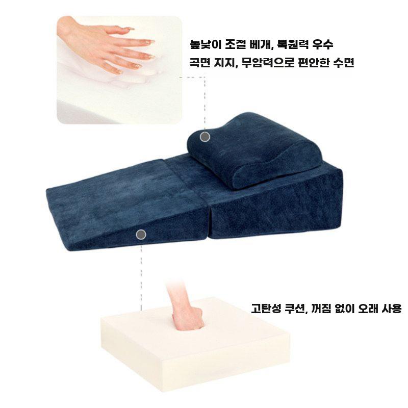 역류방지 베개 위산 위액 경사 높은베개 등받이 임산부 네이비 블루 - 상세 이미지 5