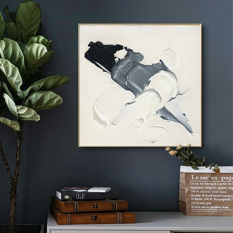 모던 아트 그림액자 유화 그림 벽장식 추상화 북유럽 01 40x40 블랙 - 상세 이미지 3
