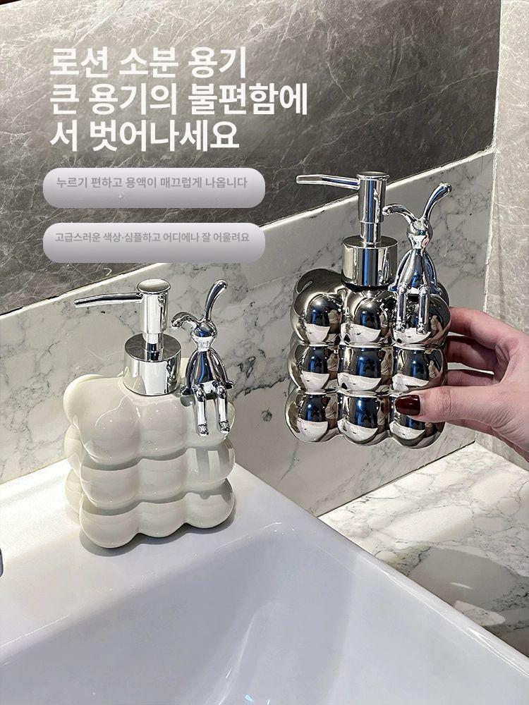 로션 핸드워시 디스펜서 공병 인테리어 큐브 용기 핸드 물비누 펌프 주방세제 세라믹 욕실 - 상세 이미지 5
