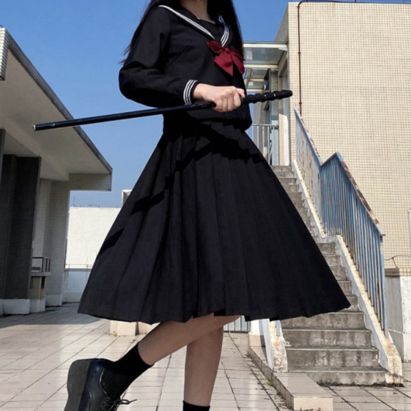 세라복 흑세라복 일본교복 세일러복 촬영 세트 - 상세 이미지 4