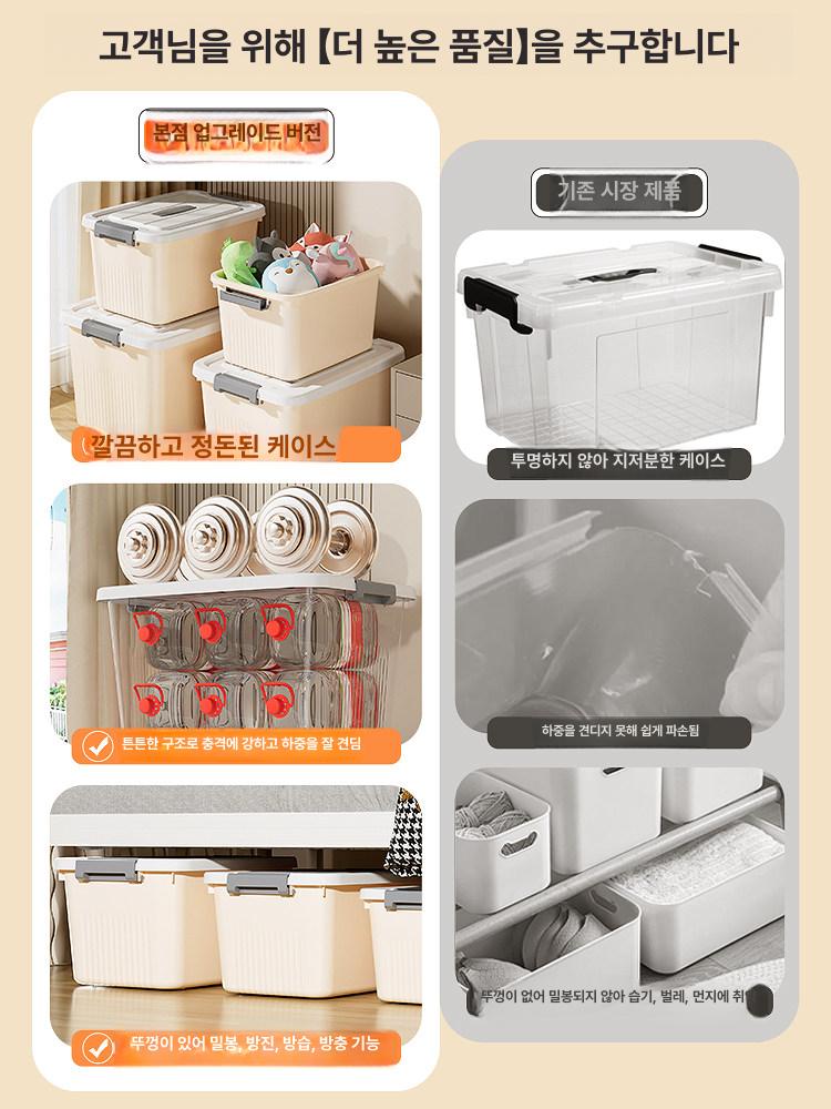 투명 대형 리빙박스 수납함 220L 350L 다용도 중형 28.5x20.5x16cm 손잡이 - 상세 이미지 3