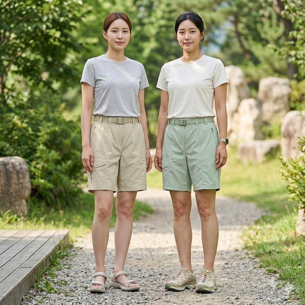 네파 여자 여름 아웃도어 고프코어룩 냉감 카고 등산 5부 반바지 - 상세 이미지 4