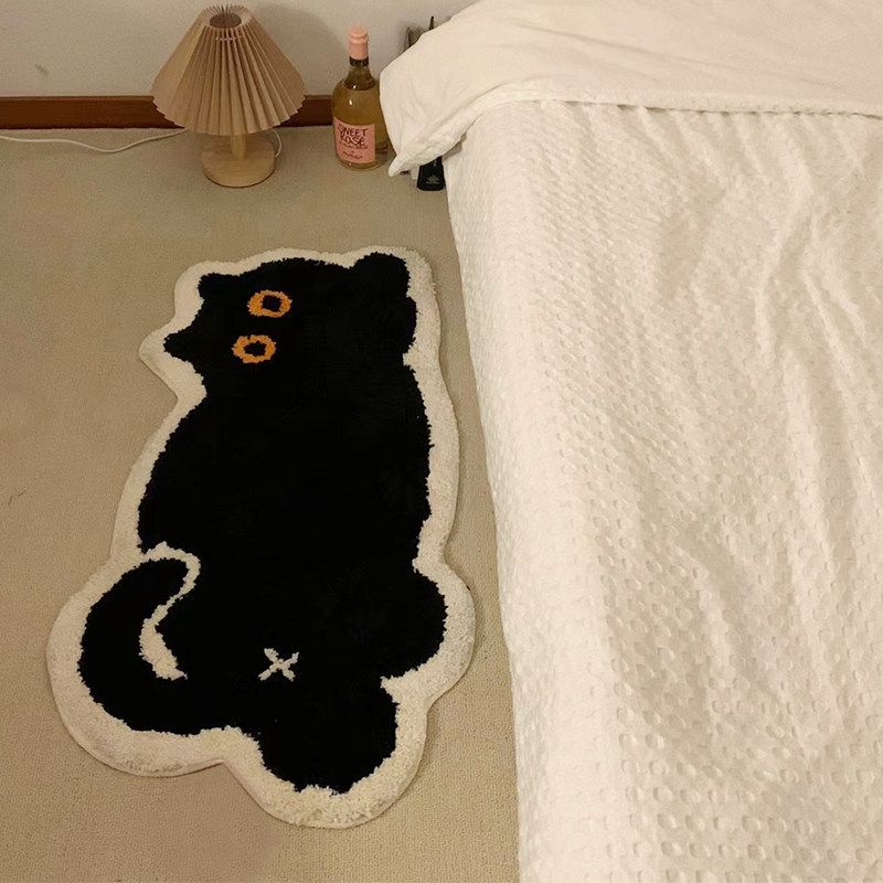 양모러그 검은고양이 카펫 침실 매트 귀여운 바닥 발매트 검은 고양이 40x60cm - 상세 이미지 2