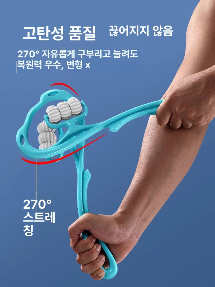 목 어깨 허리 등 마사지 롤러 수동 마사지기 집에서 사용 강화 6휠 블루 - 상세 이미지 4