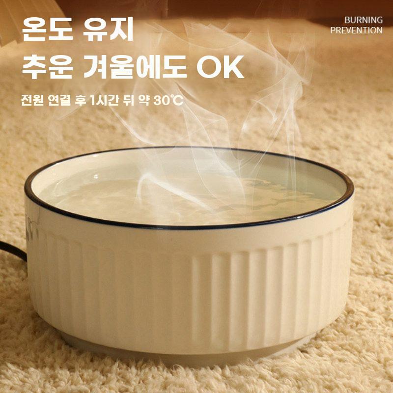 강아지 세라믹그릇 가열 도자기 물그릇 애견 보온 식기 화이트 세라믹 - 싱글 볼 가열X - 상세 이미지 4