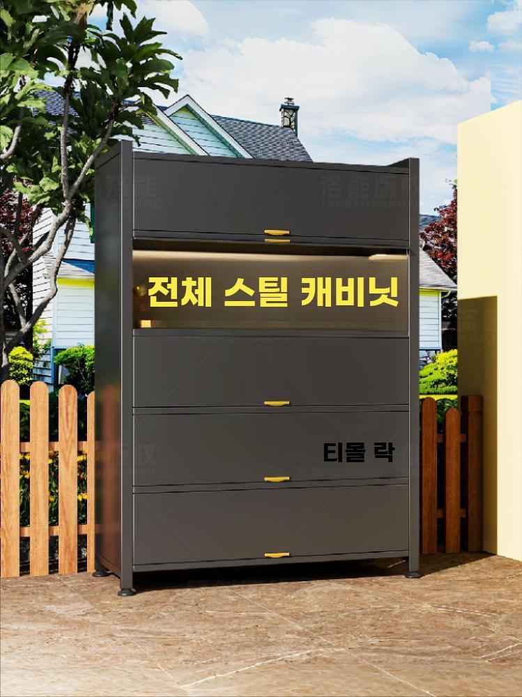 야외 수납장 철제 서랍장 실외 캐비닛 방수 자외선차단 회색 4층 70x35x110 - 상세 이미지 2