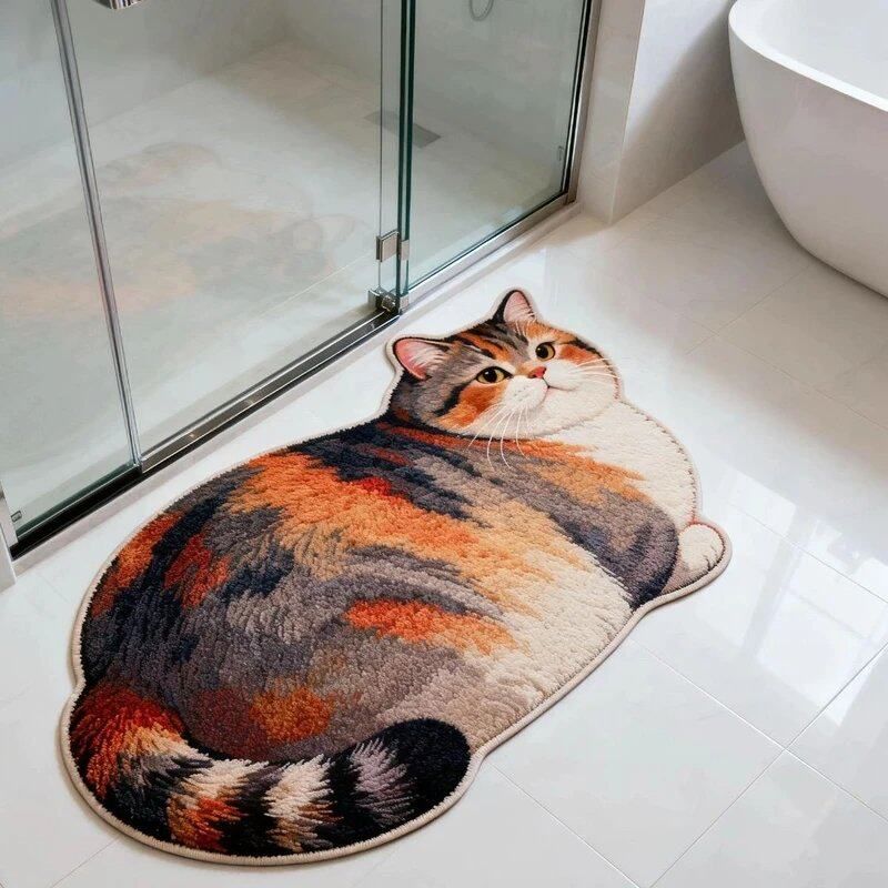 고양이 발매트 욕실 화장실 매트 속건 흡수 미끄럼방지 회색과 화이트 40x60cm - 상세 이미지 4