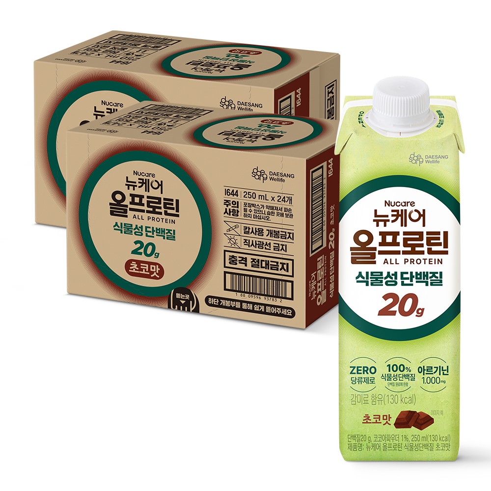 뉴케어 올프로틴 식물성단백질20g 초코맛 단백질음료 250ml, 48개 - 상품 이미지