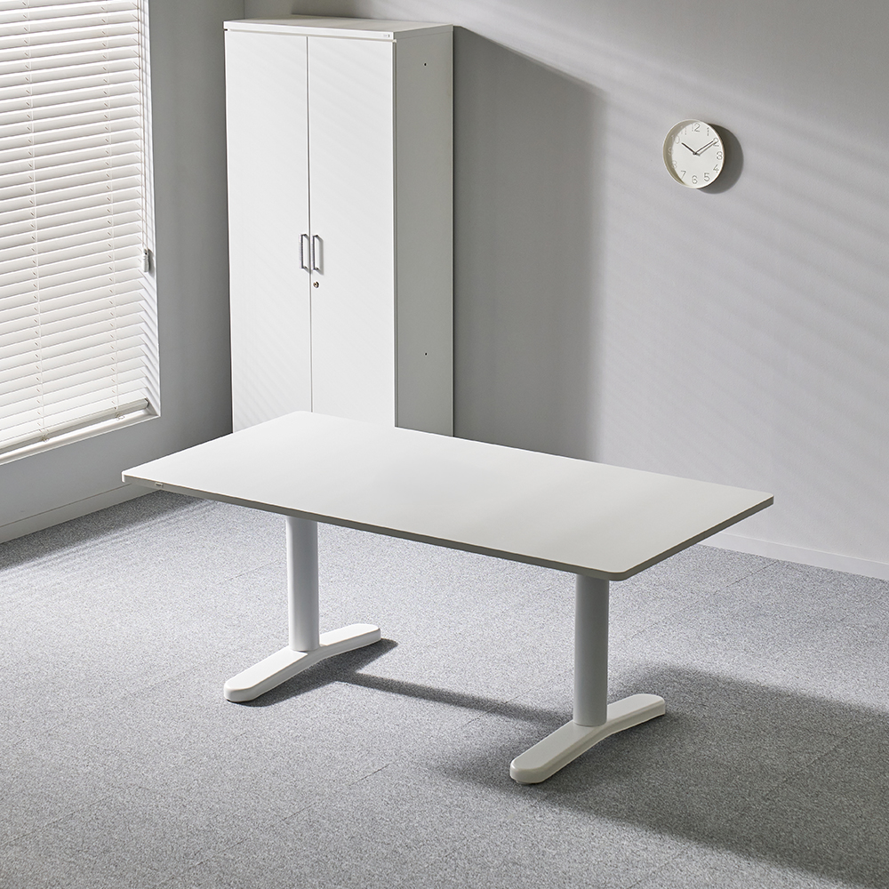 티에스퍼니처 퍼스 오리발 회의테이블 책상 1500x900mm, 화이트+화이트 - 상품 이미지