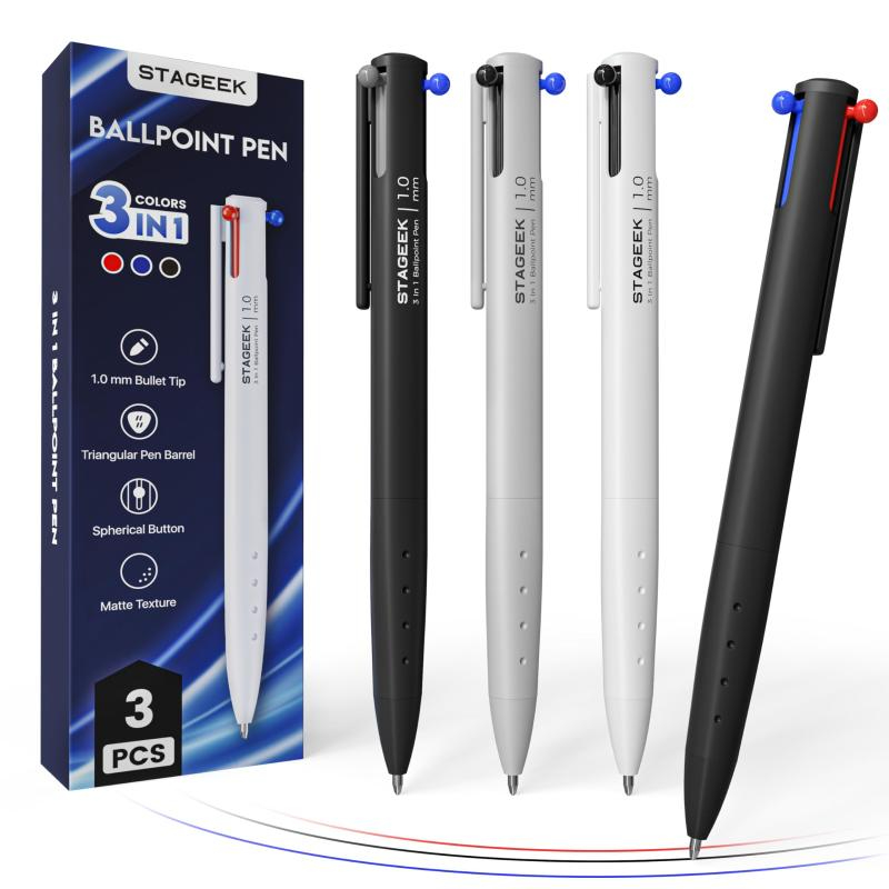 STAGEEK 스테이지크 볼펜 삼색 3개입 6개입 3in1 볼포인트 1.0mm 멀티 컬러 - 상품 이미지