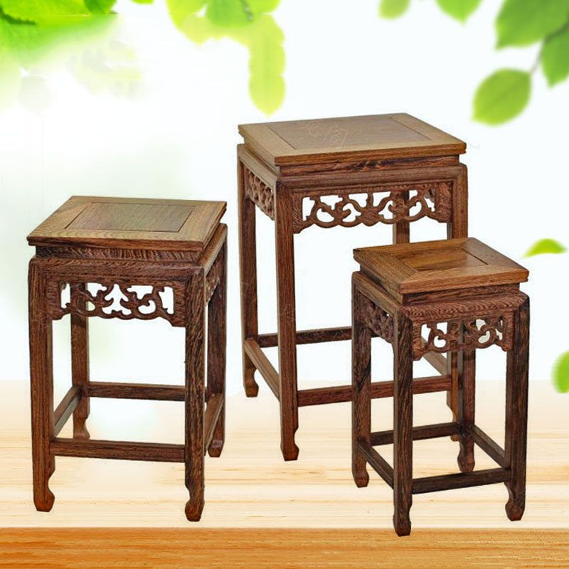 전통 테이블 선반 동양풍 화분 받침대 빈티지 원목 정리대 A 10cm - 상세 이미지 2