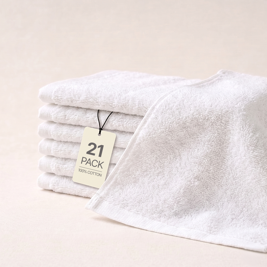 두웰 페이스타올 순면 얼굴 전용 타월 미니 수건 국산 소형 50g, 클린화이트, 21장 - 상품 이미지
