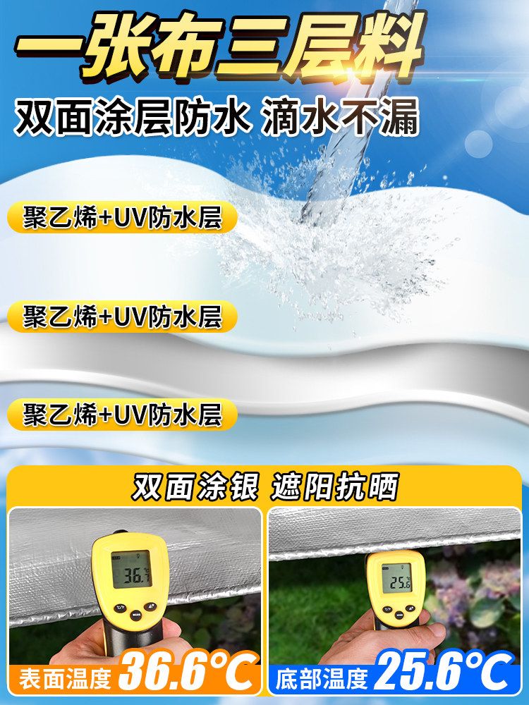 방수포 투명 타포린천막 가제보 야외 식재 발코니 안뜰 커버 캐노피 PVC 슬버 타포린 방수 자외선 차단 2x1m - 상세 이미지 4