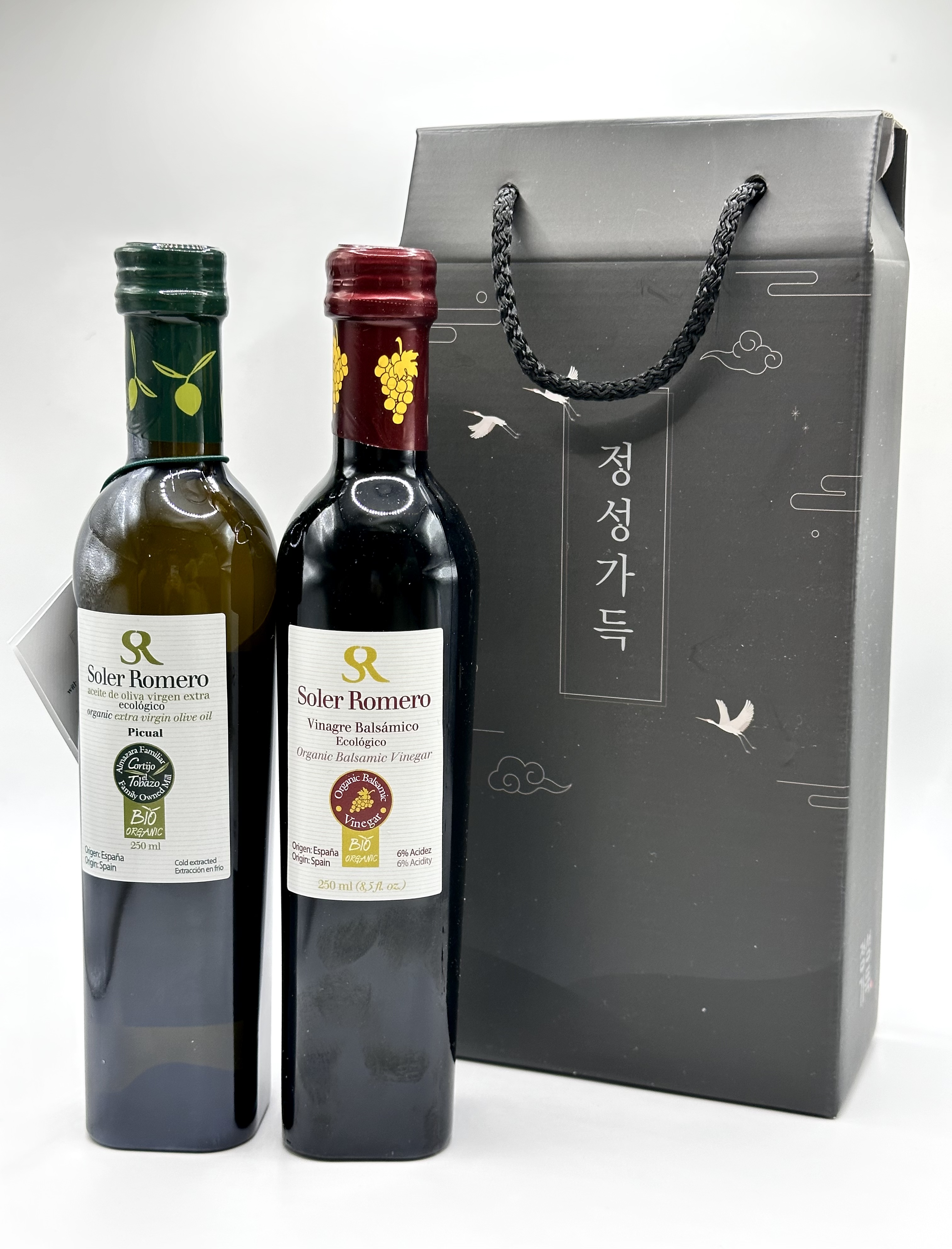 솔레르로메로 유기농 엑스트라버진 올리브오일 250ml & 발사믹 식초 250ml 선물세트 - 상품 이미지