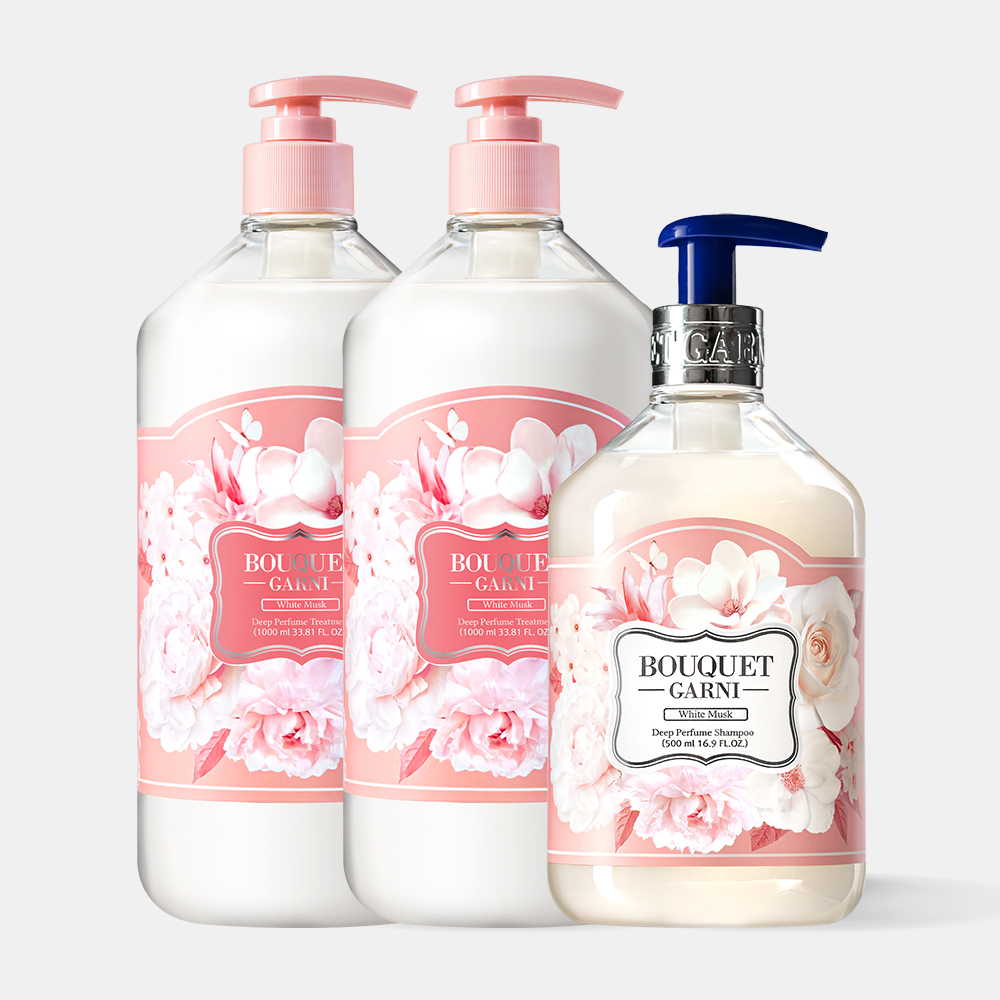 [헤어 SET] 부케가르니 글로우 퍼퓸드 트리트먼트 1L 2개+샴푸 500ml 1개 - 상품 이미지