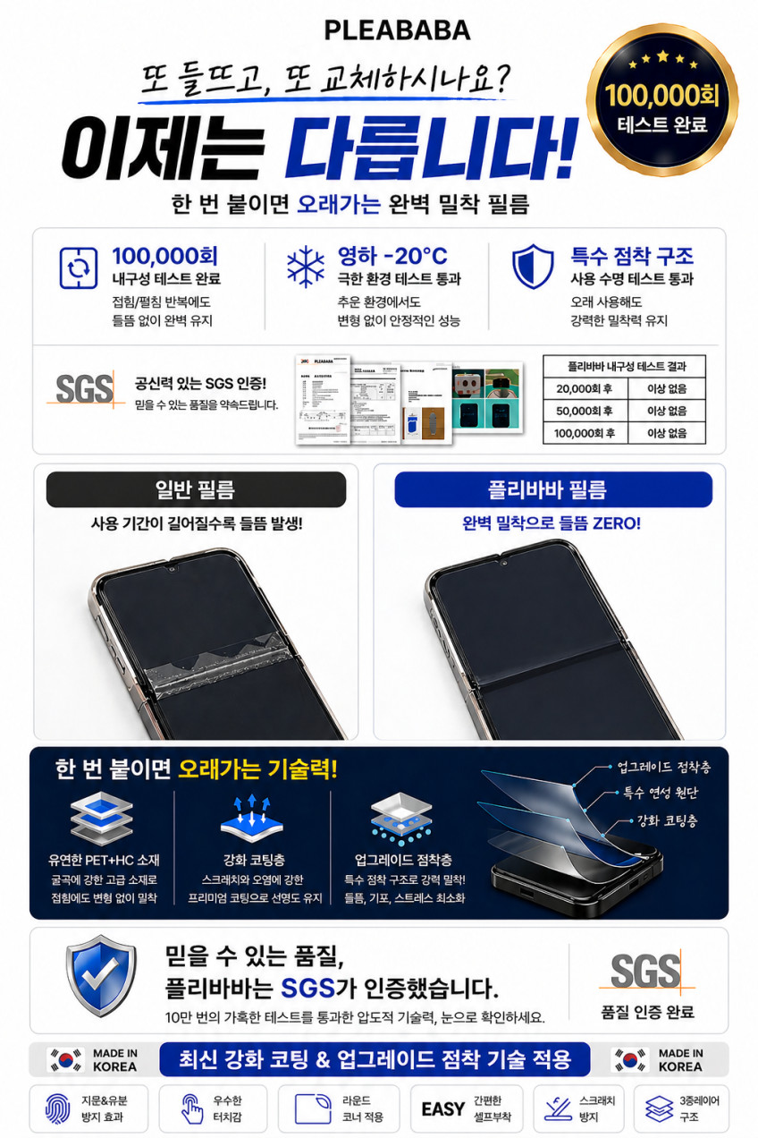플리바바 갤럭시 Z플립5 Z플립6 필름 내부 액정 보호 지플립3 Z플립4 일반 Z플립7 FE 액정 보호필름 판매처 상세 정보 이미지 2