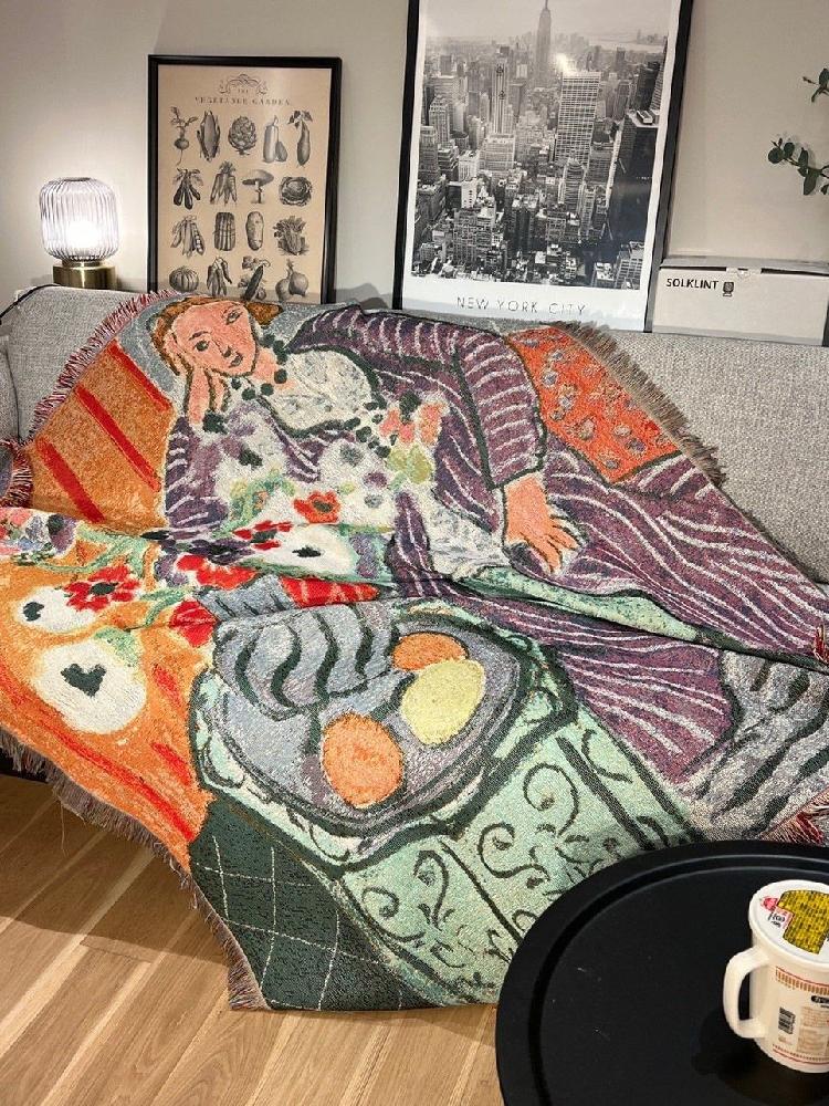 유화 태피스트리 야수파 명화 담요 커버 블랭킷 벽걸이 장식 A 130x160cm - 상세 이미지 2