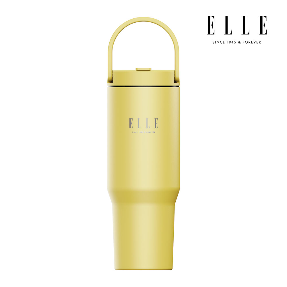 엘르 시그니처 퓨어 텀블러 대용량 차량용 스텐 빨대 손잡이 960ml, 샴페인옐로우, 1개 - 상품 이미지