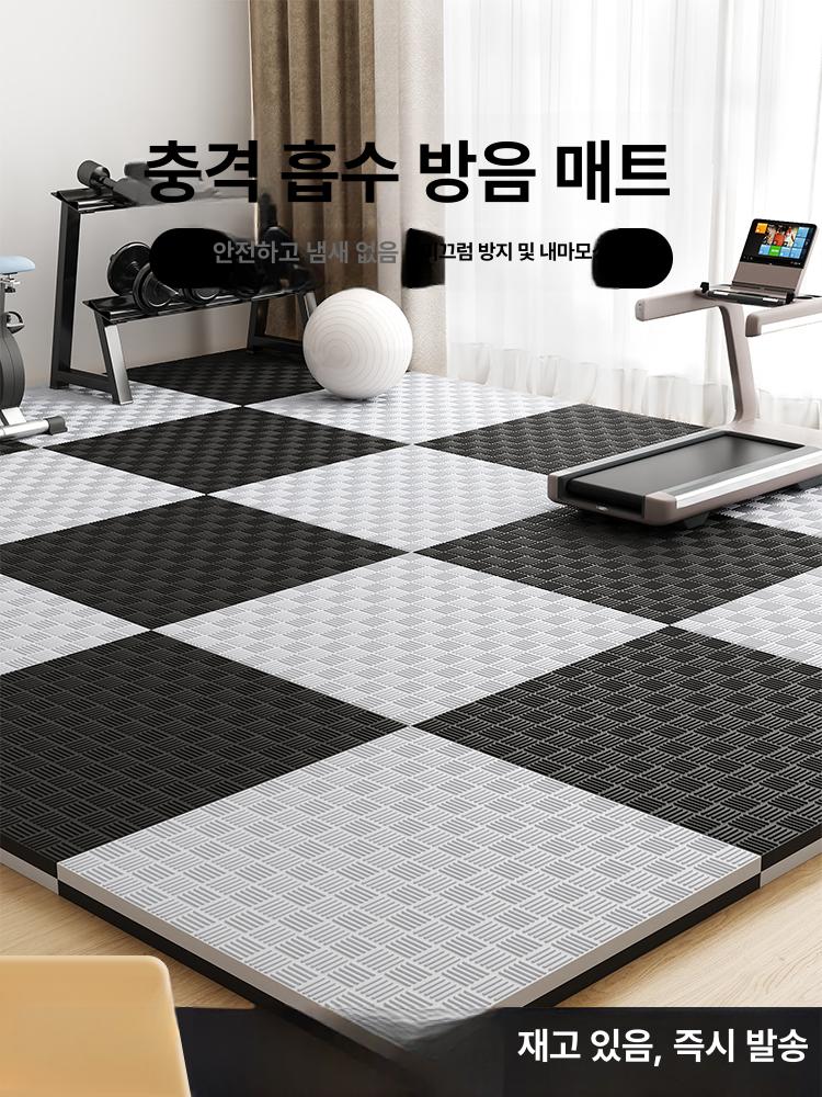 헬스장 방음 충격흡수 대형 방진 고무 카펫 1m x 2.0cm 블랙/그레이 양면 - 상세 이미지 2