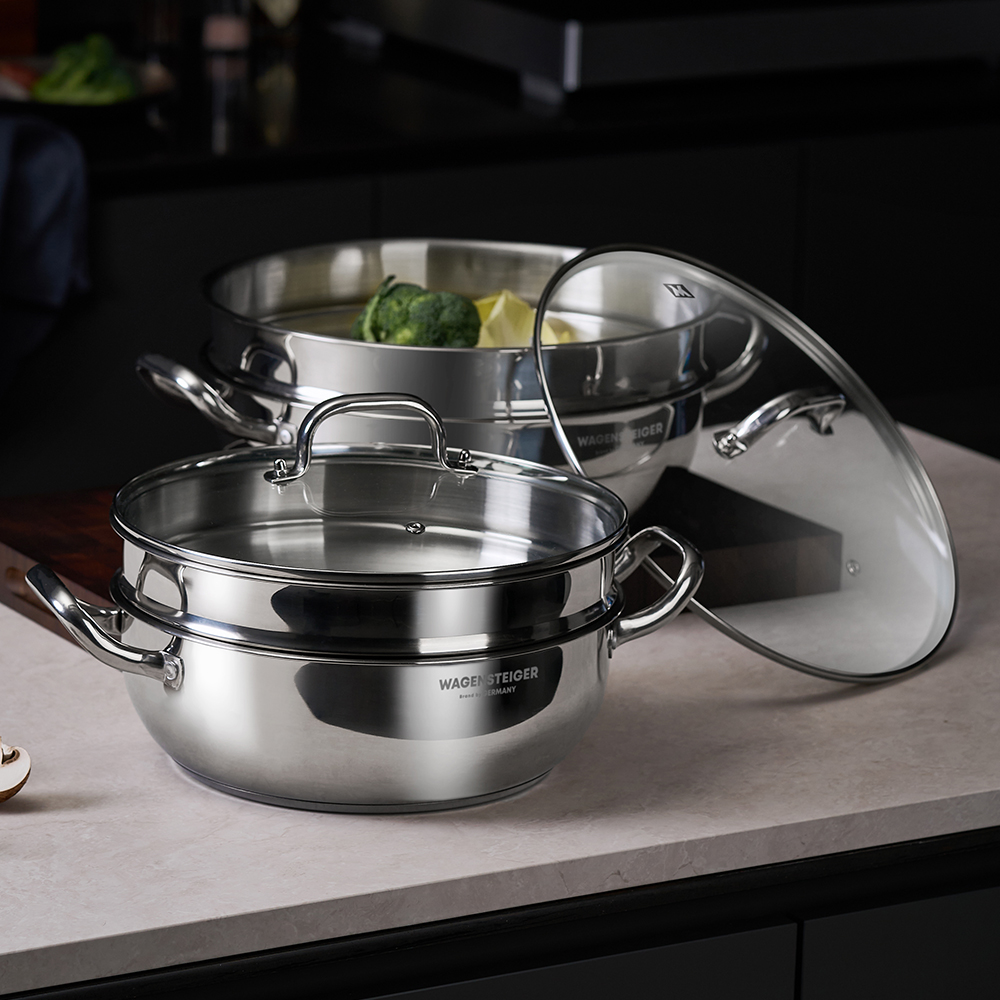 인덕션 스텐 찜기 전골 찜솥 2단 멀티 인덕션용 냄비 28cm - 상세 이미지 5