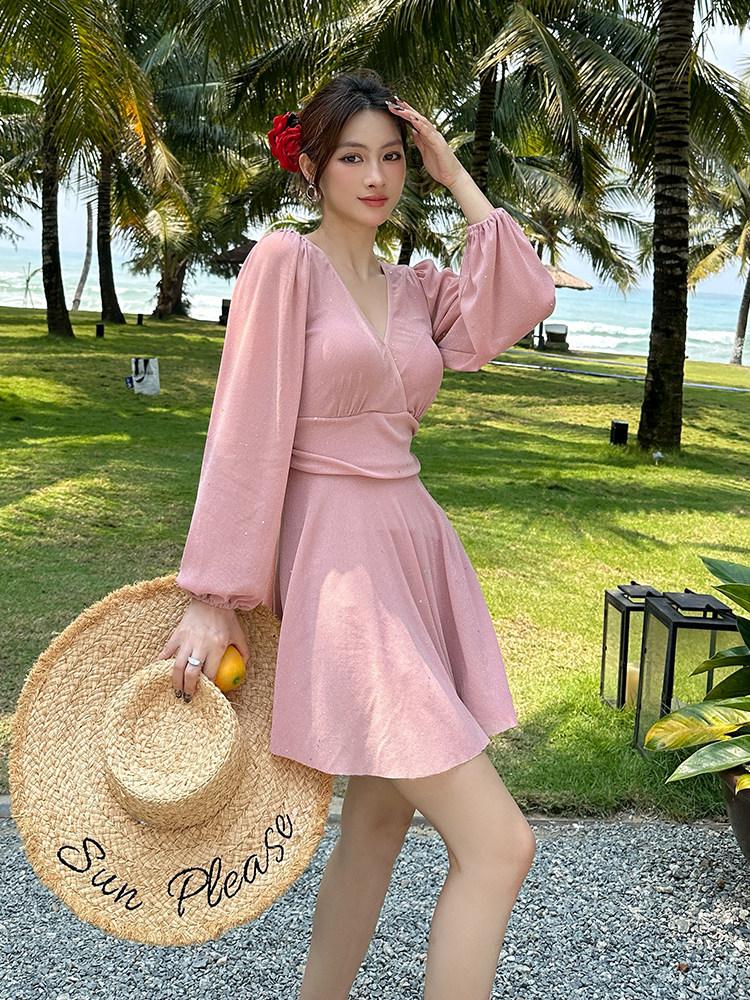 수영복 여름 휴양지 비치웨어 원피스 온천 실내수영복 - 상세 이미지 4