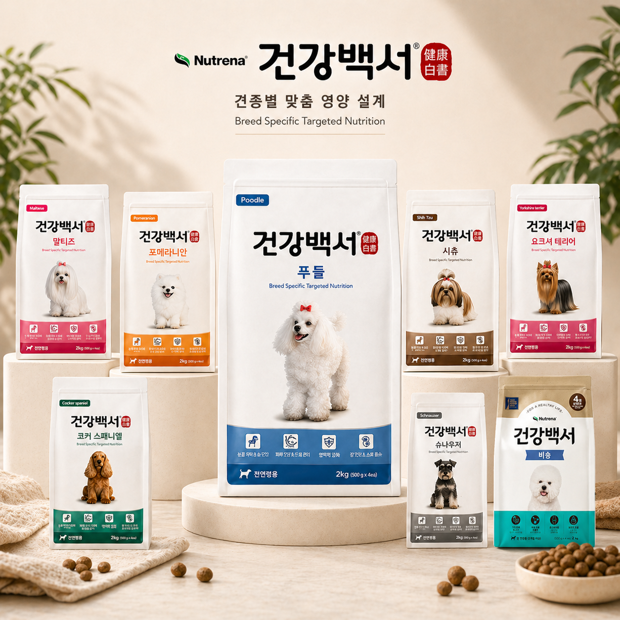 건강백서 강아지 견종별 사료 저알러지 눈물개선 기호성 좋은 소형견 사료 - 상품 이미지