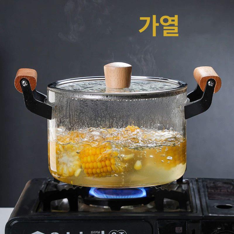직화냄비 내열 유리냄비 강화 감성 투명냄비 pot 고온 견디는 강화 조리기구 - 상세 이미지 4