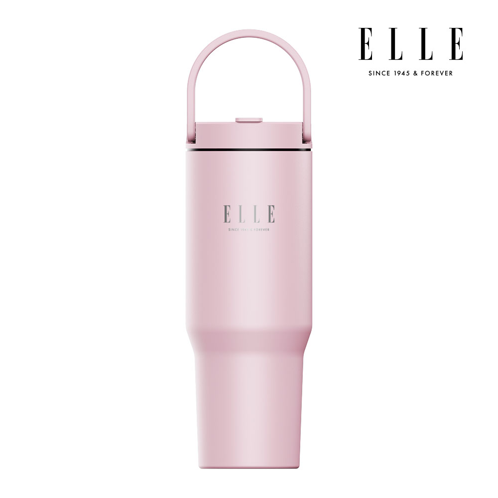 엘르 시그니처 퓨어 텀블러 대용량 차량용 스텐 빨대 손잡이 960ml, 베이비핑크, 1개 - 상품 이미지