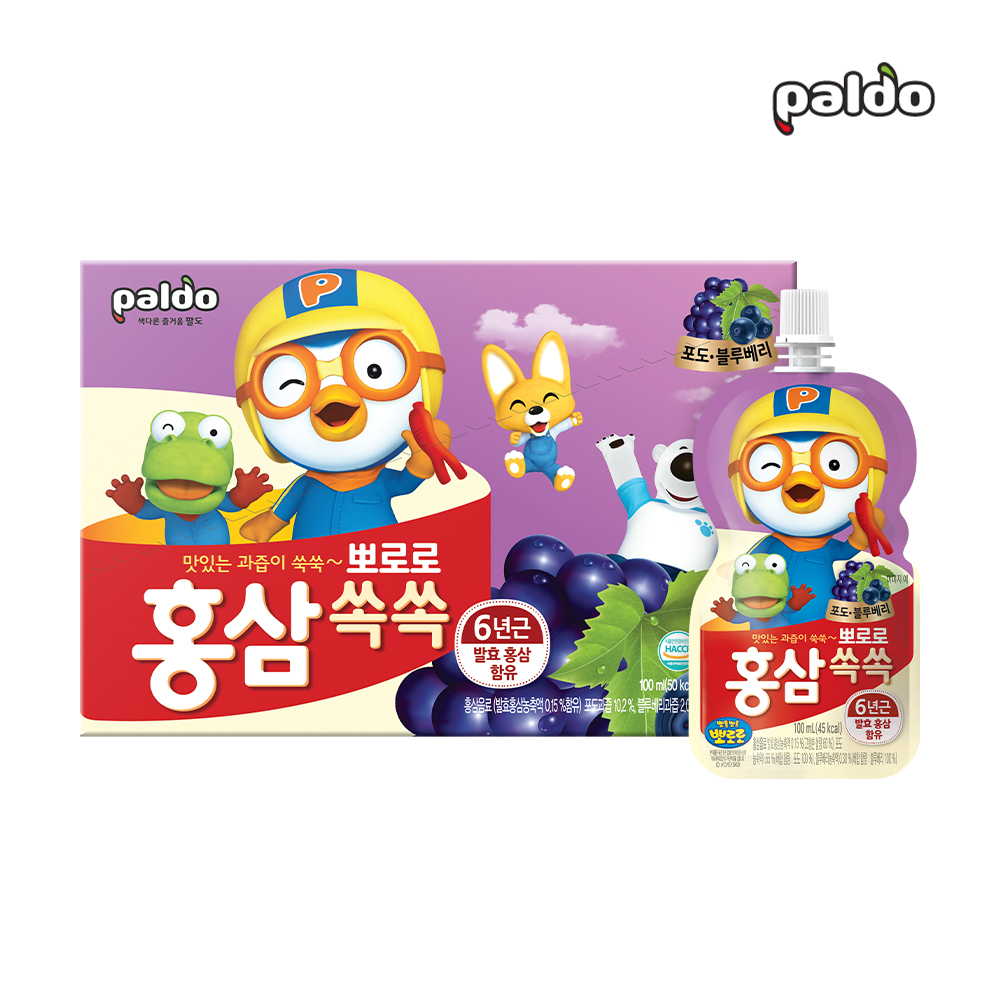 팔도 뽀로로 홍삼쏙쏙 10개씩 총 40개 (사과매실, 포도, 배도라지, 오렌지) - 상세 이미지 3