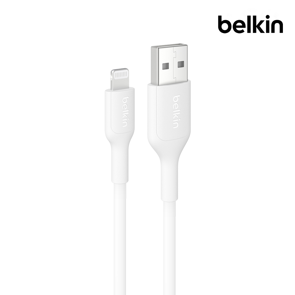 벨킨 15W USB-A to 라이트닝 고속 충전 케이블 CAA019fq 화이트, 1개, 3m - 상품 이미지