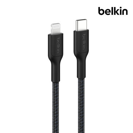 벨킨 USB-C to 라이트닝 브레이디드 충전 케이블 CAA022fq 블랙, 1개, 1m