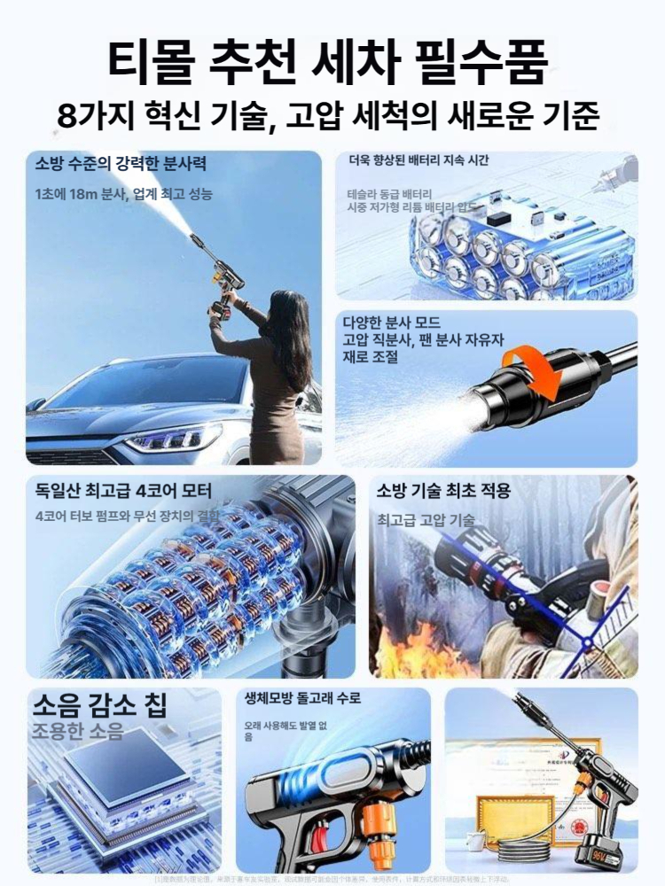 가정용 무선세차기 차량용 고압세척기 물총 부스터 공구 신형 전동세차건 - 상세 이미지 3