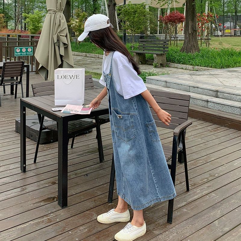 데님 청스커트 여성 캐주얼 플레어 밴딩 스티치 뒷트임 스판 워싱 롱청치마 - 상세 이미지 5