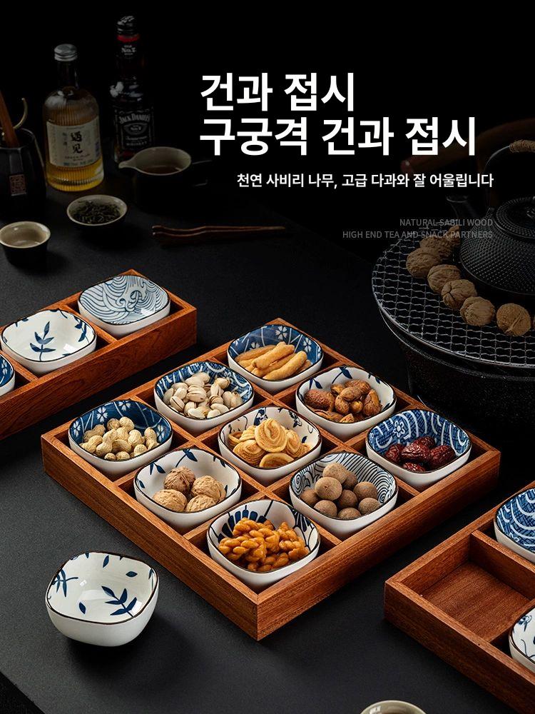 구절판 나무그릇 우드 플래터 사각접시 나눔 일식 혼합 월남쌈 용기 사진 캐노피 - 상세 이미지 2