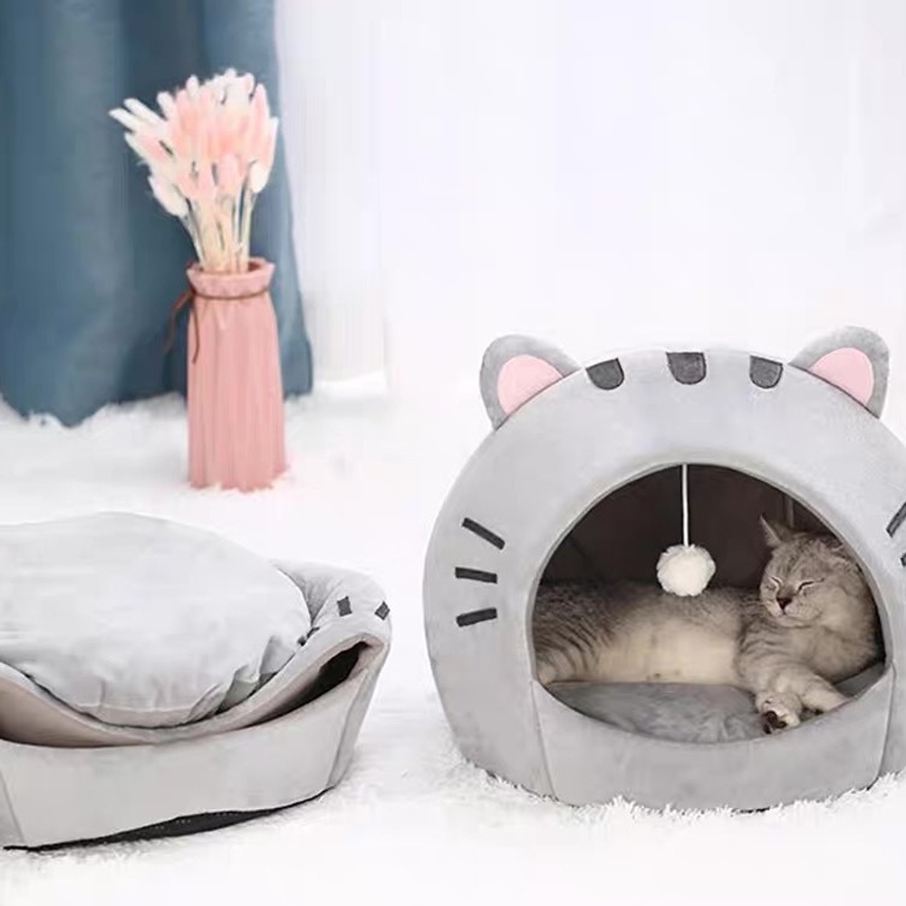 고양이 강아지 아늑한 숨숨집 하우스 따뜻한 반려동물 은신처 나만의공간 소품 장식 S 32x32x32 그레이 냥냥집 - 상세 이미지 2
