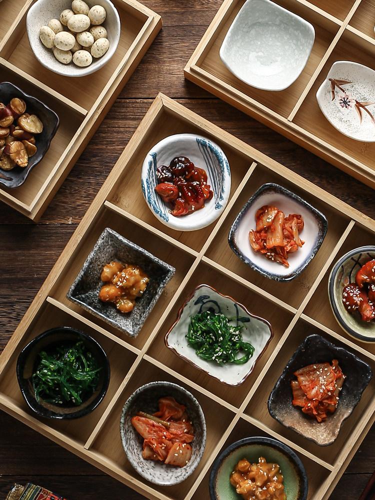 구절판 나무그릇 우드 식기 찬기 격자 플레이팅 소접시 일본반찬접시 - 상세 이미지 2
