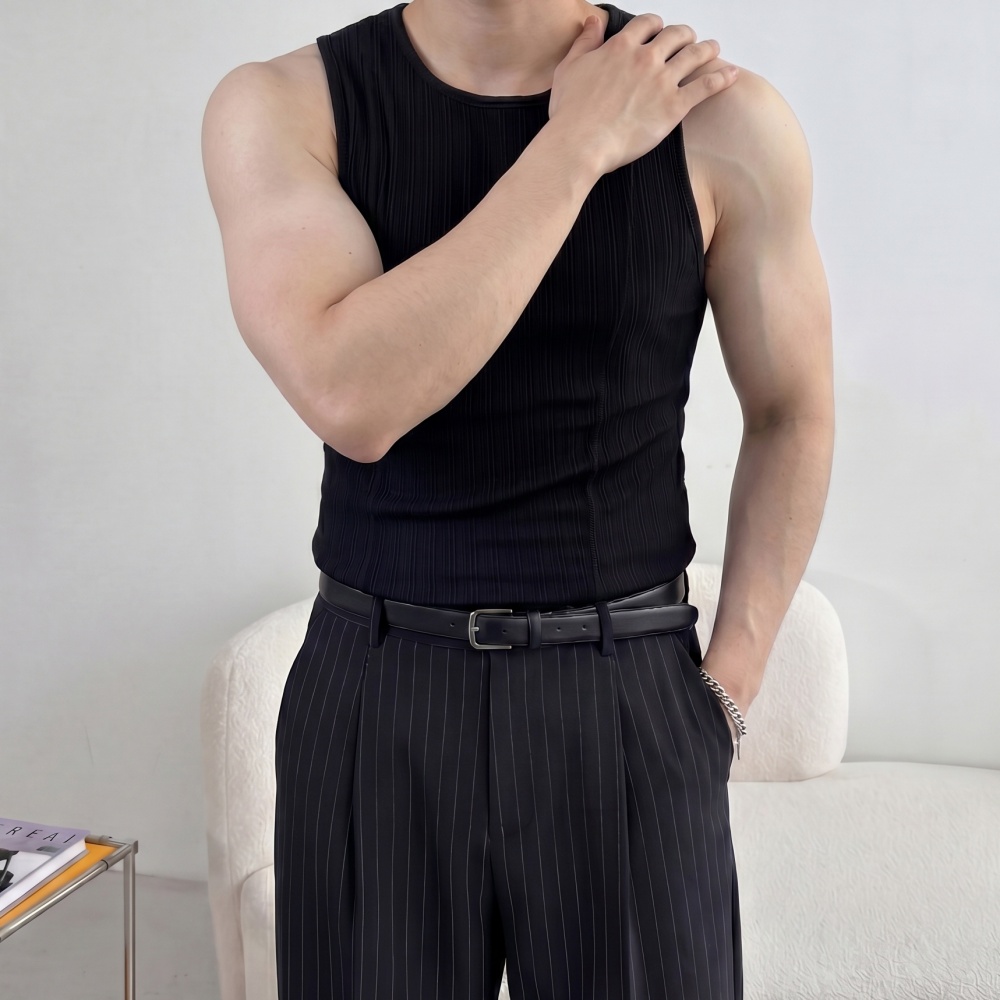 1+1 머슬핏 슬림 쿨 스판 남자헬스나시 절개 민소매티 - 상세 이미지 3
