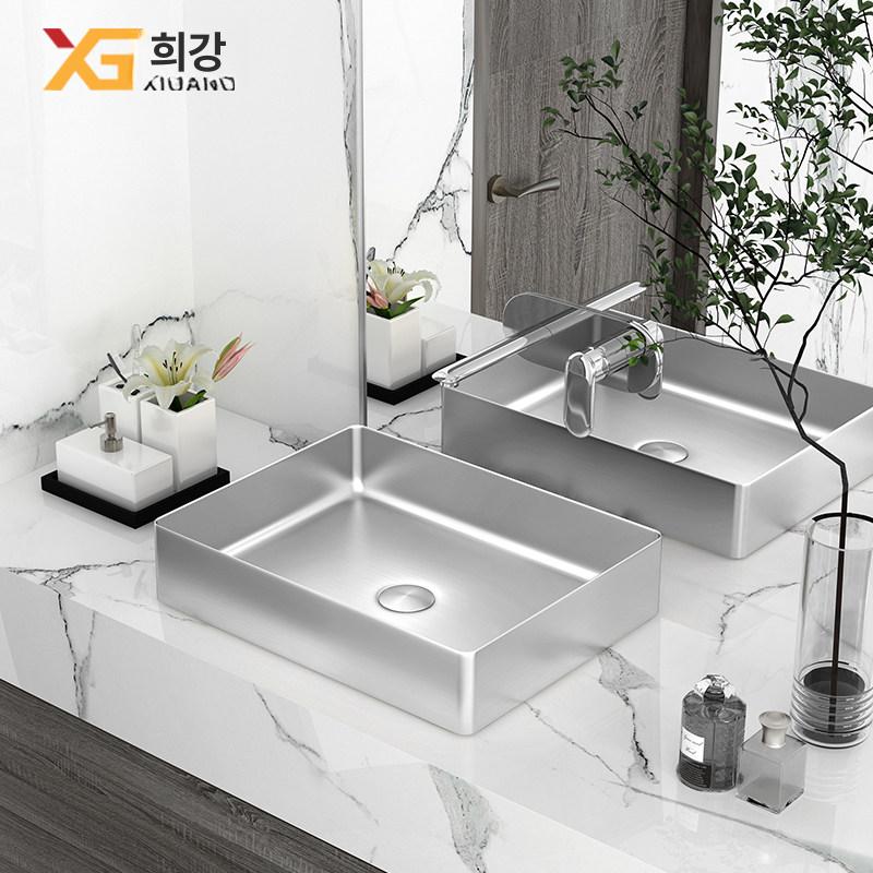 모던 스텐세면대 사각 벽걸이 도기 언더볼 스테인레스 개수대 수도꼭지 고급 거울 - 상세 이미지 3