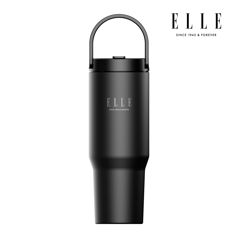 엘르 시그니처 퓨어 텀블러 대용량 차량용 스텐 빨대 손잡이 960ml, 미드나잇블랙, 1개 - 상품 이미지