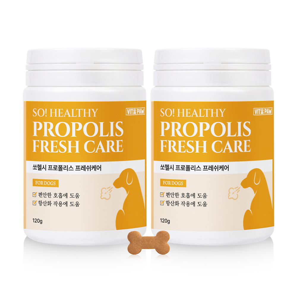 비타파우 강아지 기관지 영양제 기침 콧물 호흡기 항산화 구강 프로폴리스 120g, 2개 - 상품 이미지