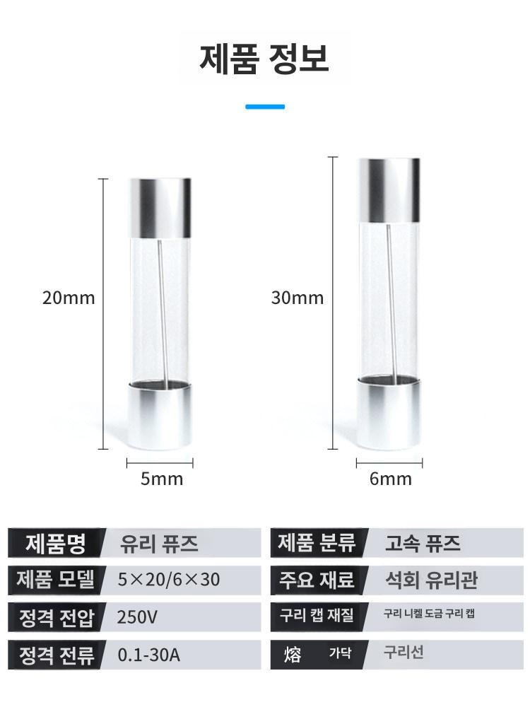 A46T 10개 250V 고속 유리관 작동 250MA 5 20mm 0.5A 10개 박스 - 상세 이미지 3
