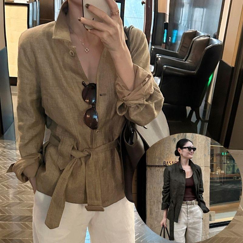 여성 린넨 자켓 여름 블레이저 정장 아우터 데일리룩 - 상품 이미지