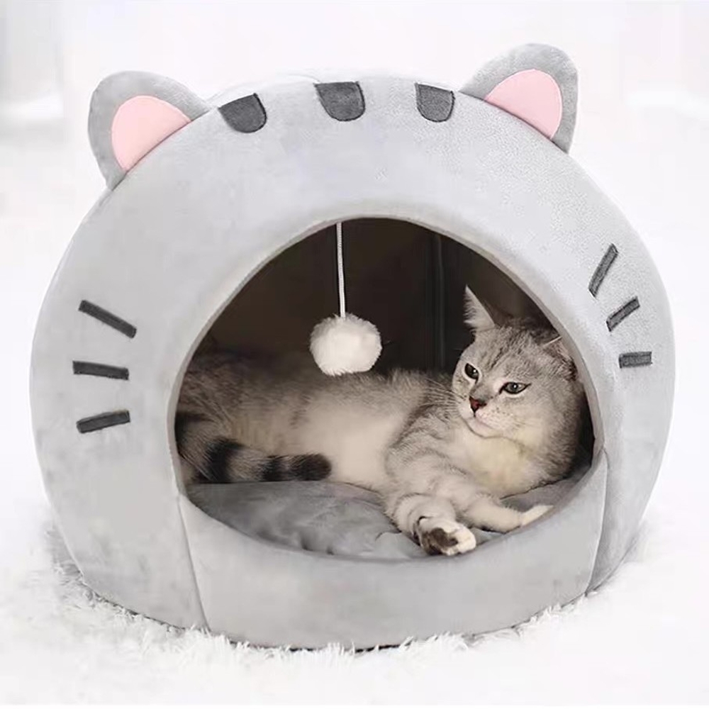 고양이 강아지 아늑한 숨숨집 하우스 따뜻한 반려동물 은신처 나만의공간 소품 장식 S 32x32x32 그레이 냥냥집 - 상세 이미지 5