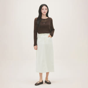 로엠 린넨 데님 H라인 롱 스커트 RMWJG25G11 착용 후기 | 사이즈/핏 총정리 - 상품 이미지 1