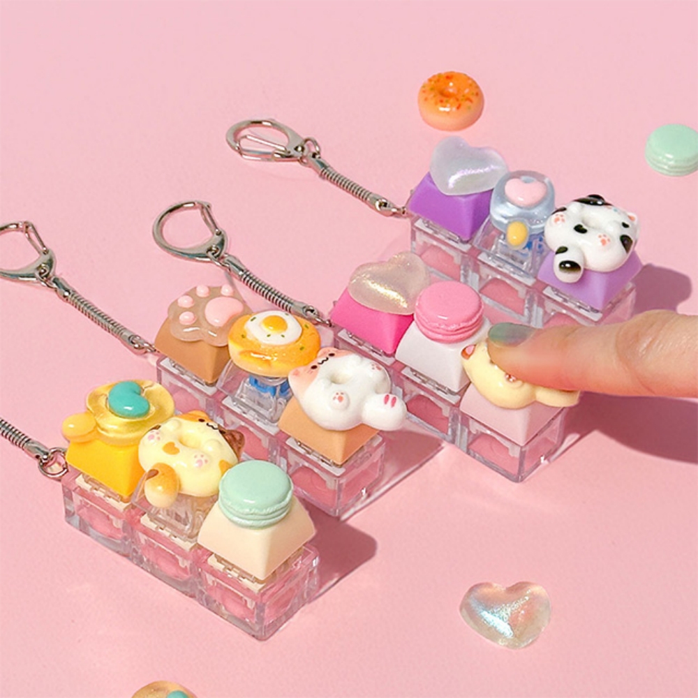 귀염뽀짝 키캡 키링 만들기 클리커 재료 diy 3구 이미지 7