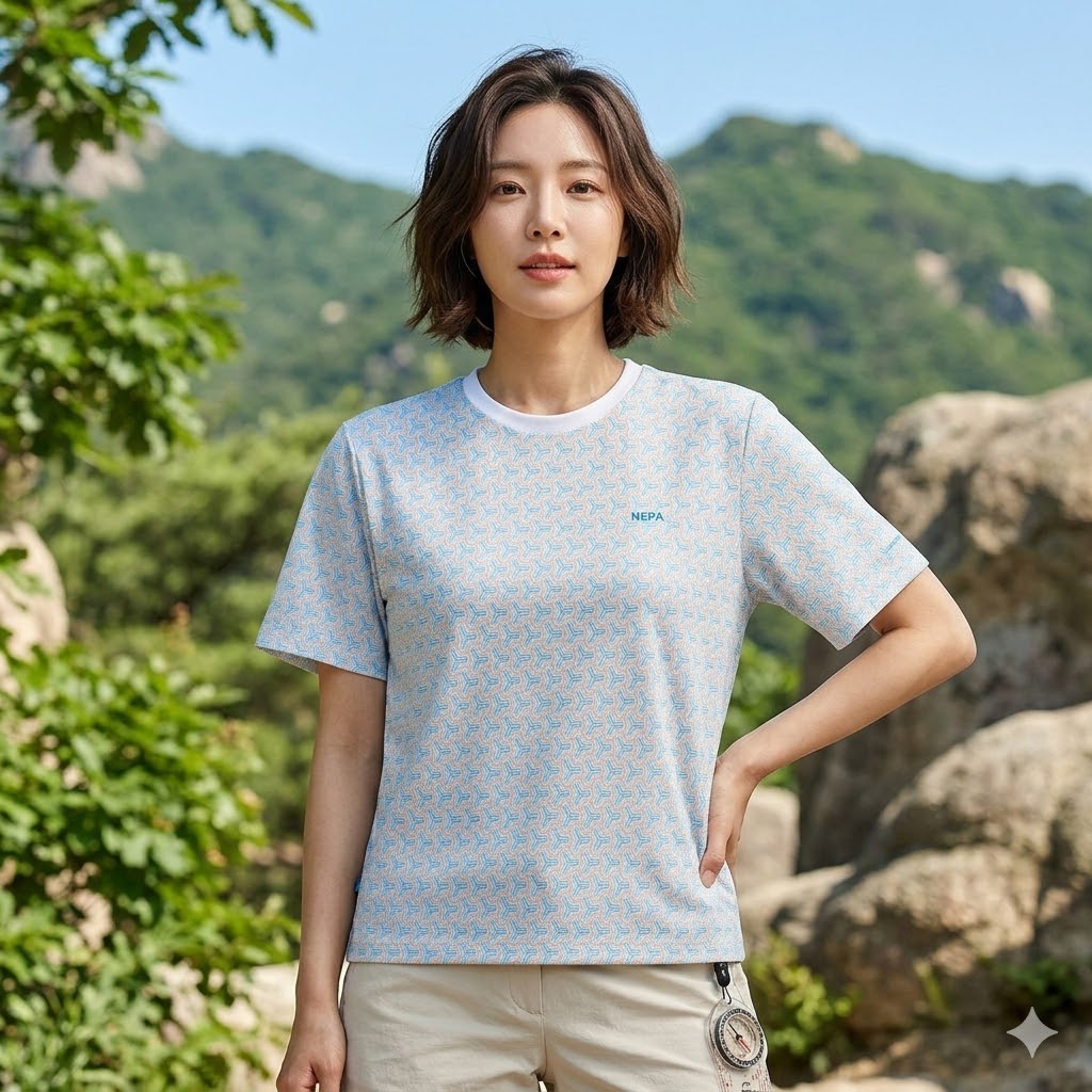 네파 여성 여름 아웃도어 아이스도트 냉감 스판 라운드넥 등산 반팔티셔츠 - 상품 이미지
