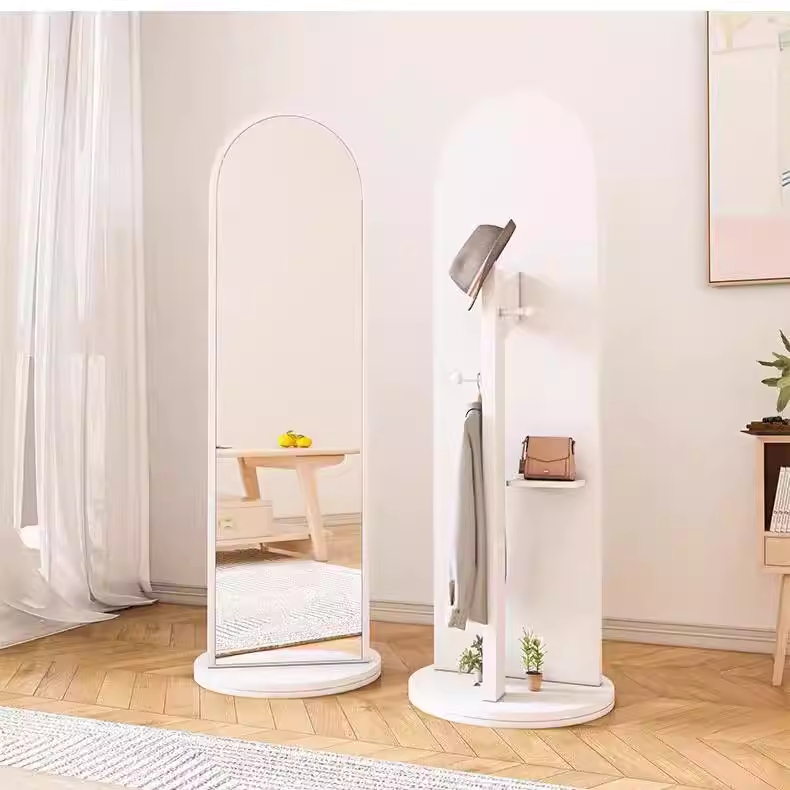 회전 전신 거울 드레스룸 스탠딩 피팅 인테리어 아치 화이트 30cmx168cm - 상세 이미지 3