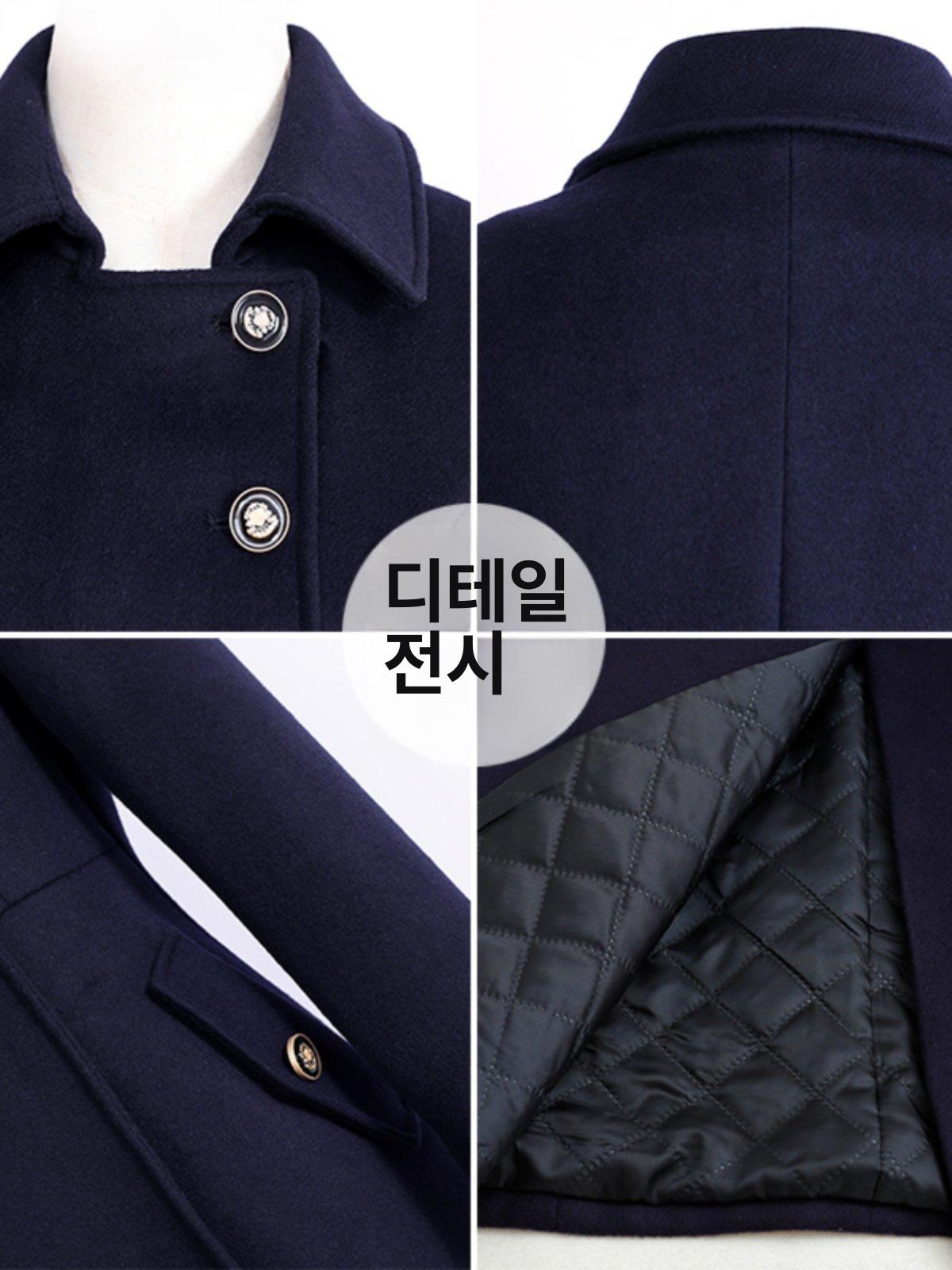 자켓 가을겨울 모직코트 칼라 무지 여성코트 정장코트 베이직 오피스룩 하프기장 - 상세 이미지 4